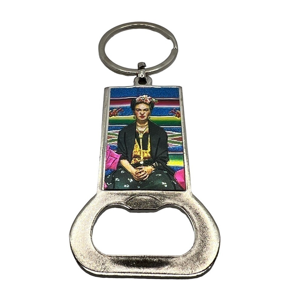 FRIDA KAHLO Colorful Serape Portrait Bottle Opener Keychain